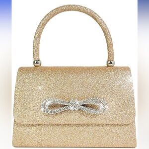 Womens Evening Bag Sparkly Bow Clutch Purse